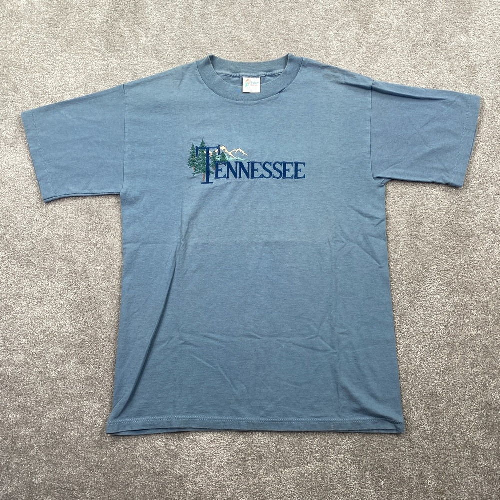 Desert Heat Casual TENNESSEE Embroidered Crew Neck T-Shirt Men's Size M Gray